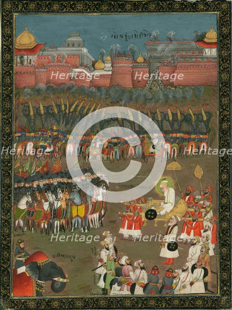 The conquest of Golkonda by Mughal emperor Aurangzeb in 1687, ca 1760. Artist: Indian Art  
