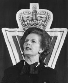 Margaret Thatcher speaking at the Women's Royal Voluntary Service, 19th January 1981. Artist: Unknown