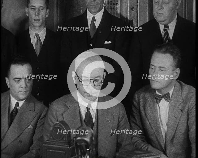 New York City Police Commissioner John Francis O'Ryan Making an Official Announcement, 1930s. Creator: British Pathe Ltd.
