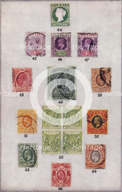 'Various Stamps of Africa Nos. 44-56', c1943, (1944). Artist: Unknown.