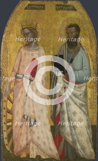 Saints Catherine and Bartholomew, ca 1350. Artist: Nuzi, Allegretto (1315-1373)
