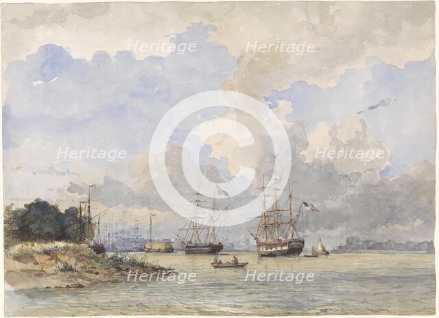 The Meuse at Rotterdam, with an American and Swedish ship, 1834-1893. Creator: Willem Antonie van Deventer.