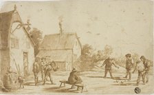 Men Playing Boules Outside Tavern, n.d. Creator: Unknown.