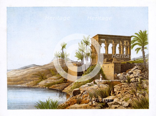Egyptian temple by the River Nile, Egypt, c1870.Artist: W Dickens