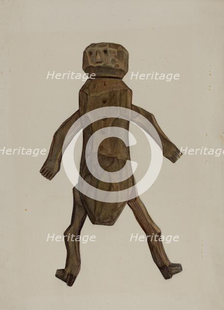 Carved Wooden Doll, c. 1940. Creator: Elmer R. Kottcamp.