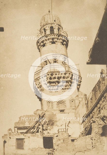 Minaret penché de la Mosquée de Bibars, au Kaire, December 1849-January 1850. Creator: Maxime du Camp.