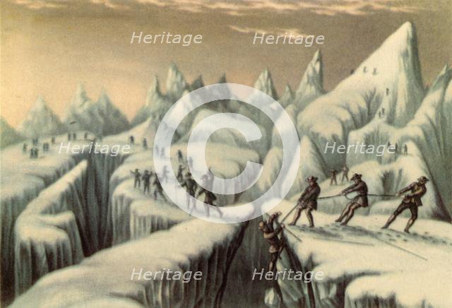 Stage in the ascent of Mont Blanc, c1853, (1946).  Creator: George Baxter.