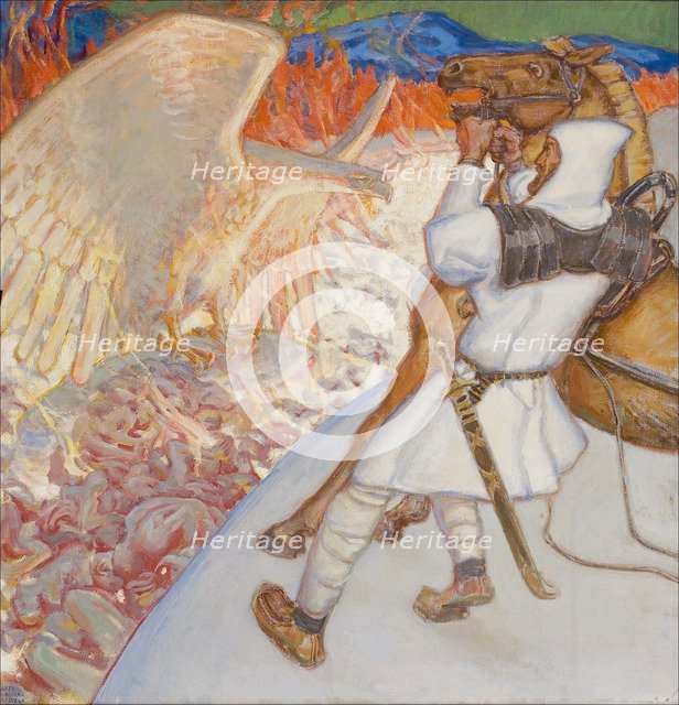 Lemminkäinen at the River of Tuonela, 1920. Artist: Gallen-Kallela, Akseli (1865-1931)