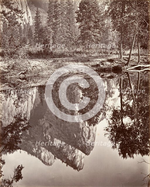 Mirror View of the Three Brothers, Yosemite, ca. 1872, printed ca. 1876. Creator: Attributed to Carleton E. Watkins.