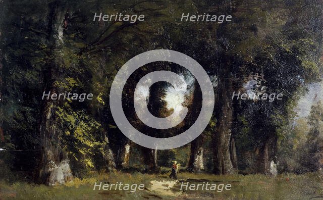 Lisière de forêt (au recto), Paysage animé (au revers), between 1850 and 1860. Creator: Felix Francois Georges Philibert Ziem.