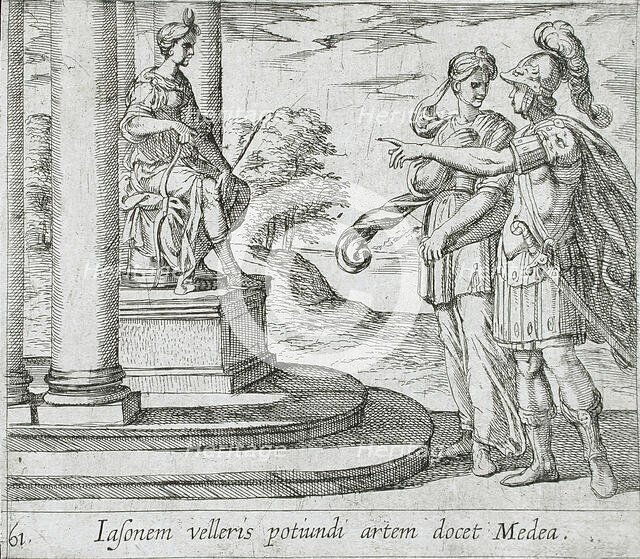 Jason Promises His Hand to Medea, published 1606. Creators: Antonio Tempesta, Wilhelm Janson.