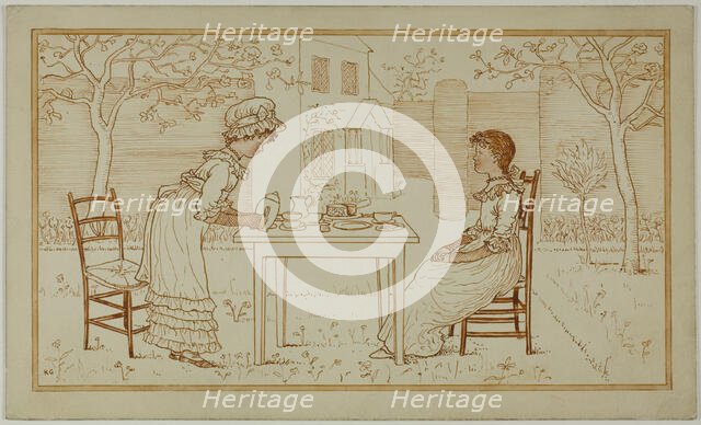 Tea Party for Two Outside, 1866-1901. Creator: Catherine Greenaway.