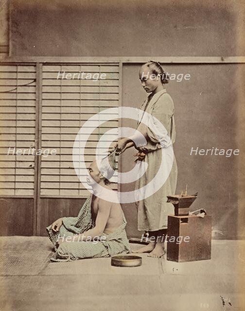 Hair Dressing in Japanese Style, 1870s-1890s. Creator: Kusakabe Kimbei.