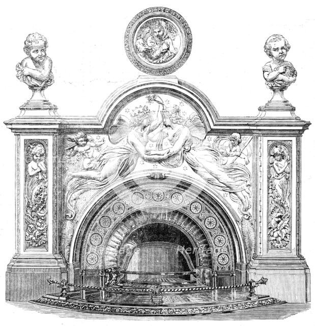 The International Exhibition: white marble mantelpiece and bas-relief executed..., 1862. Creator: Unknown.