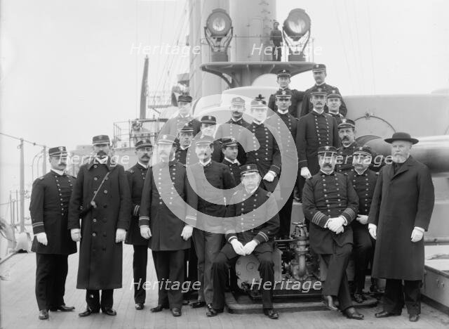 U.S.S. Brooklyn, Captain Cook and officers, between 1896 and 1901. Creator: Unknown.