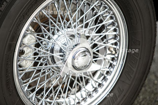 Spoked wheel of a 1965 Aston Martin DB5. Creator: Unknown.
