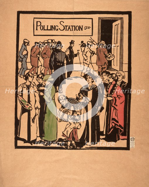 Polling station poster, c1910. Artist: Unknown