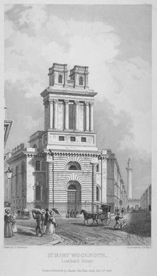 Church of St Mary Woolnoth, City of London, 1838. Artist: John Le Keux