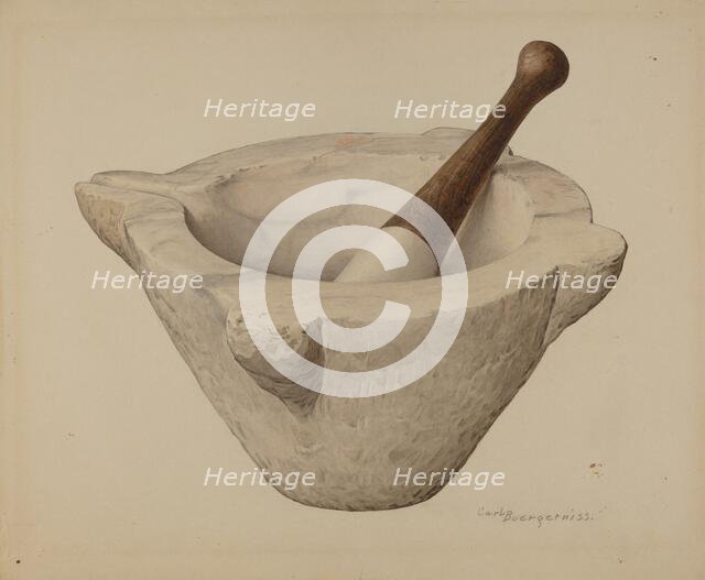 Mortar and Pestle, c. 1939. Creator: Carl Buergerniss.