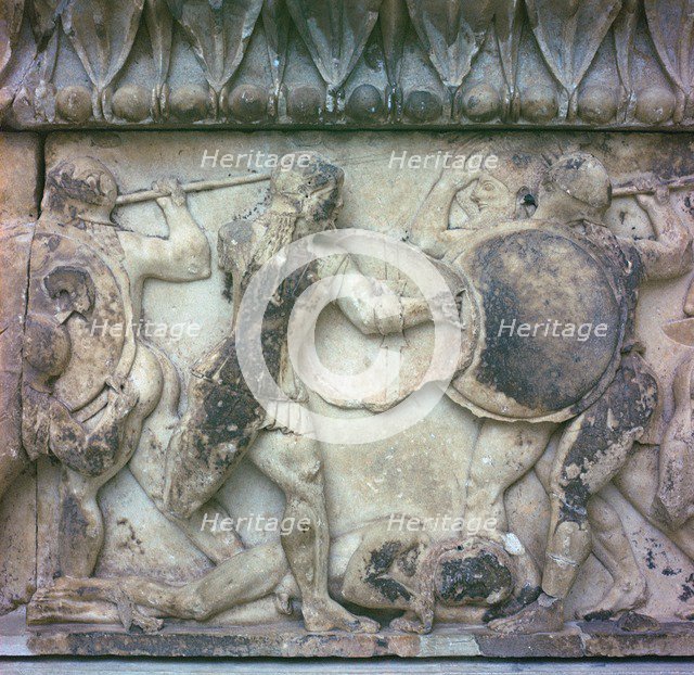 Detail of a frieze on the Treasury of the Siphnians, 6th century BC. Artist: Unknown
