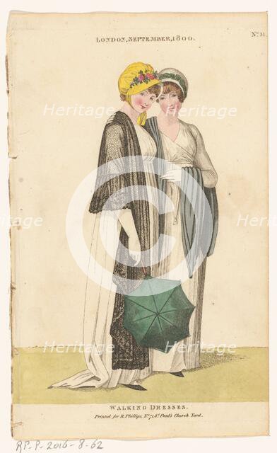 Magazine of Female Fashions of London and Paris. No. 31: London, September, 1800: Walking..., 1800. Creator: Unknown.