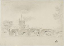 Cathedral Church and Bridge, Hereford, n.d. Creator: Unknown.