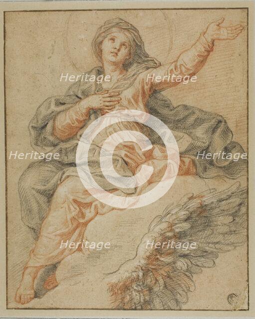 Madonna Seated on Clouds and Sketch of Angel's Wing, n.d. Creator: Unknown.