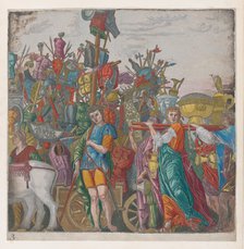 Sheet 3: Trophies of war, from The Triumph of Julius Caesar, 1599., 1599. Creator: Bernardo Malpizzi.