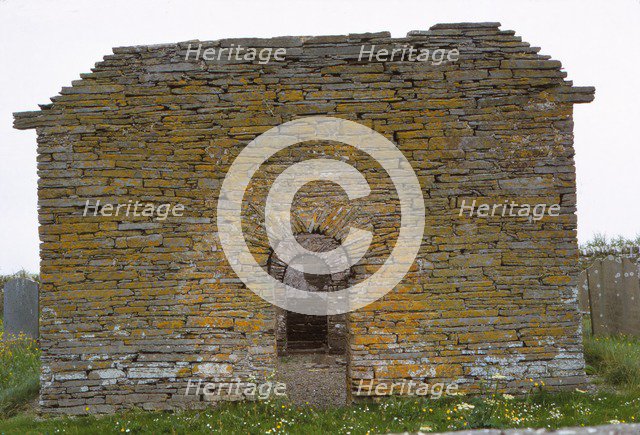 West Doorway of Kolbein Hrugas Chapel, c1145, Isle of Wyre, Orkney, 20th century. Artist: CM Dixon.