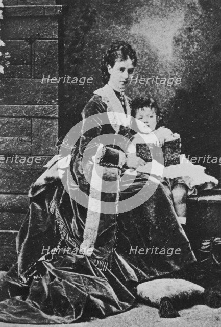 Tsarina Maria Feodorovna of Russia with Tsarevich Nicholas, c1873. Artist: Unknown