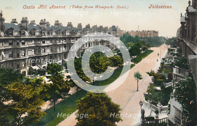 'Castle Hill Avenue. (Taken from Wampachs Hotel). Folkestone', late 19th-early 20th century. Artist: Unknown.