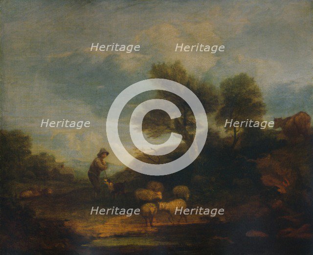 'Landscape with Sheep', 18th century, (1935). Artist: Thomas Gainsborough.