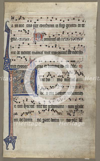 Leaf from a Choral Book: Annunciation to Zaccharias, c. 1265. Creator: Unknown.