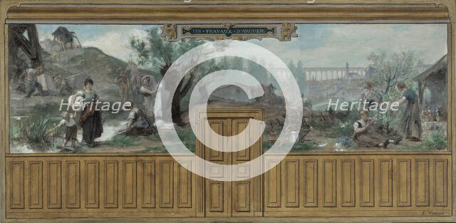 Sketch for the town hall at Arcueil-Cachan : Workers of Arcueil, between 1887 and 1888.  Creator: Edouard Vimont.