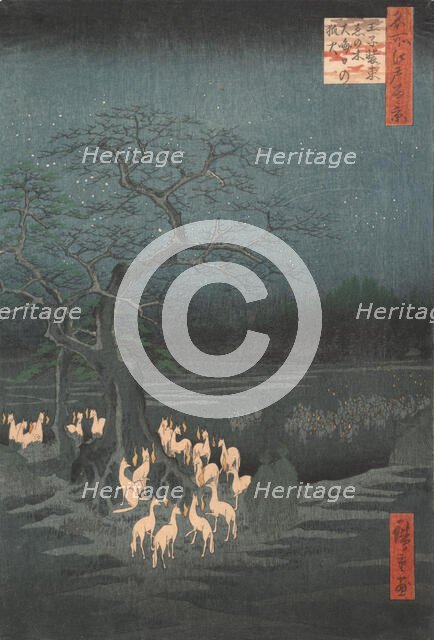 New Year's Eve Foxfires at the Changing Tree, Oji, ca. 1857., ca. 1857. Creator: Ando Hiroshige.