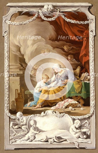 St. Anne Revealing to the Virgin the Prophecy of Isaiah, c1749. Creator: Noël Hallé.
