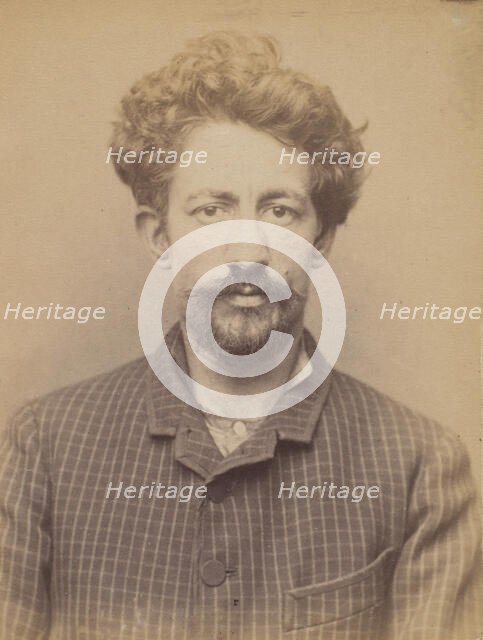 Grugeau. Alfred, Alphonse. 26 ans, né à Tours (Indre & Loire). Cordonnier. Anarchiste. 9/3..., 1894. Creator: Alphonse Bertillon.