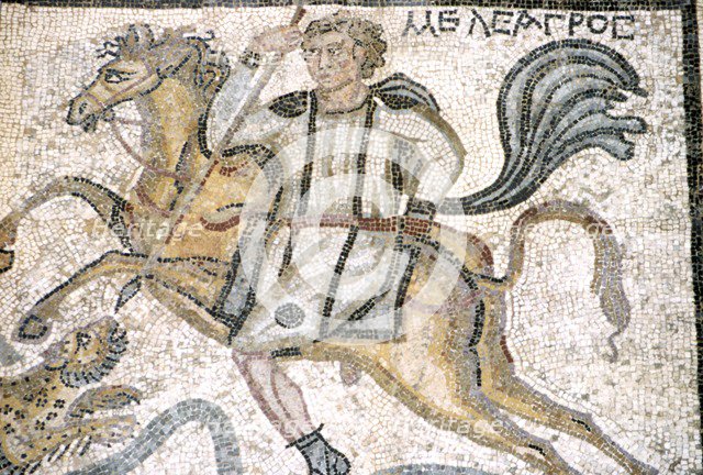 Roman mosaic from Carthage,  Horseman hunts leopard, c3rd century. Artist: Unknown.