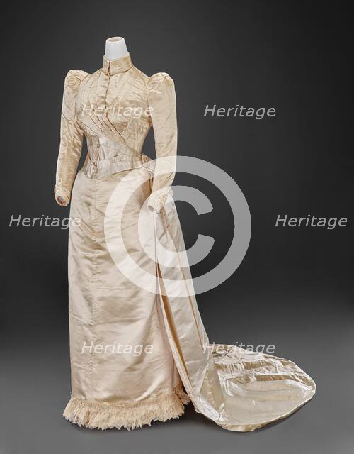 Wedding Gown (Bodice, Skirt, Train), 1890. Creator: Louis Valentin.