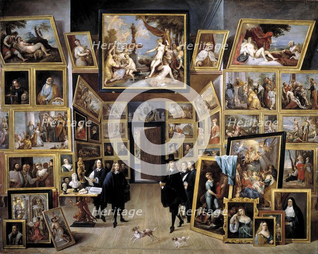 Archduke Leopold Wilhelm in his Gallery in Brussels, 1647-1651. Artist: Teniers, David, the Younger (1610-1690)