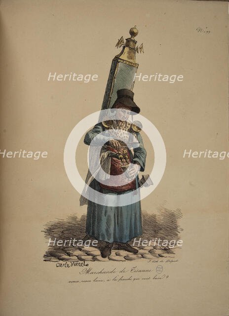 Herbal tea seller. From the Series "Cris de Paris" (The Cries of Paris), 1815. Creator: Vernet, Carle (1758-1836).