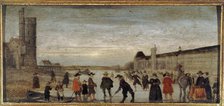 Skaters on the Seine in 1608, c1608. Creator: Unknown.