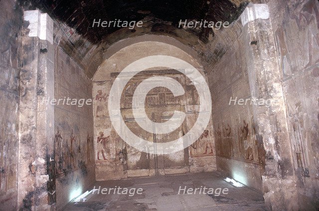 False Doors and Wallpaintings, Temple of Sethos I, Abydos, Egypt, 19th Dynasty, c1280 BC. Artist: Unknown