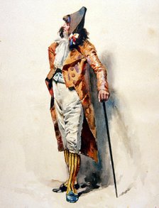 Dandy of the period', coloured drawing by Mariano Fortuny.