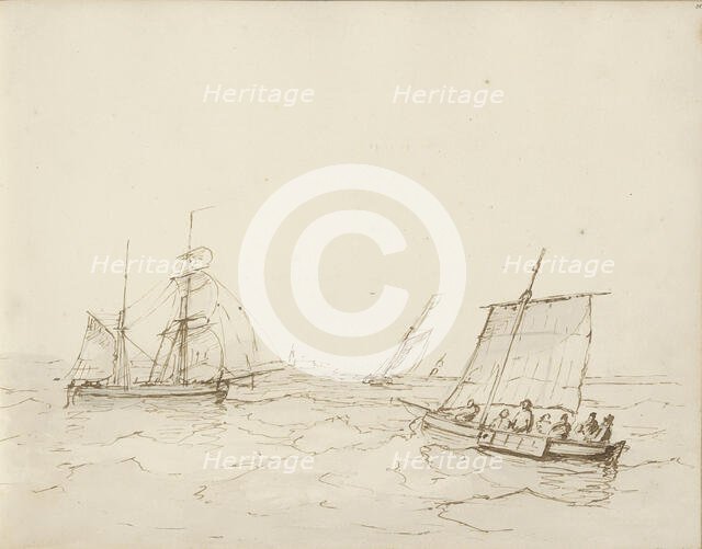 Sailing ships at sea, c.1825-c.1875. Creator: Circle of Petrus Johannes Schotel.