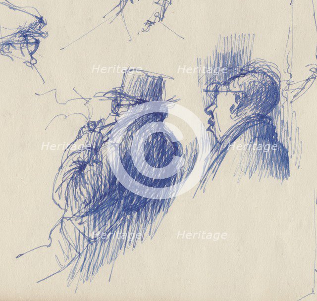 Studies, men in hats, c1950.  Creator: Shirley Markham.