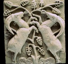 Limestone plaque with two deer, from Susa, Iran. Artist: Unknown