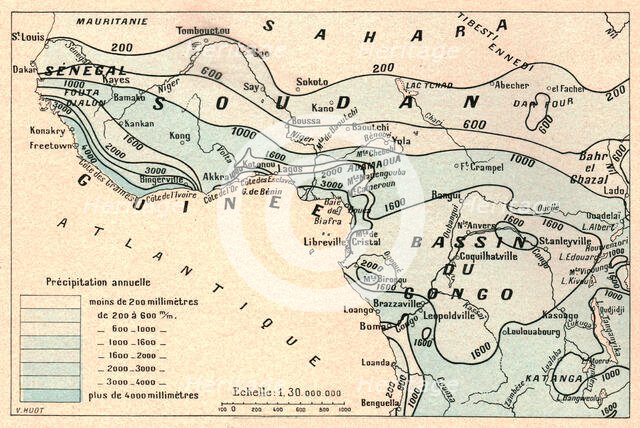 ''Carte des pluies; L'Ouest Africain', 1914. Creator: Unknown.
