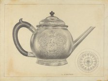 Silver Teapot, 1935/1942. Creator: Vincent Carano.