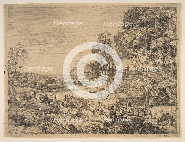 Shepherd and Shepherdess Conversing in a Landscape, ca. 1651. Creator: Claude Lorrain.